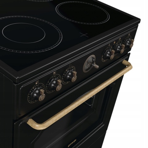 Kuchni ceramiczna Gorenje GECS6B71CLB Czarna Retro Grill Pizza AirFry 60cm