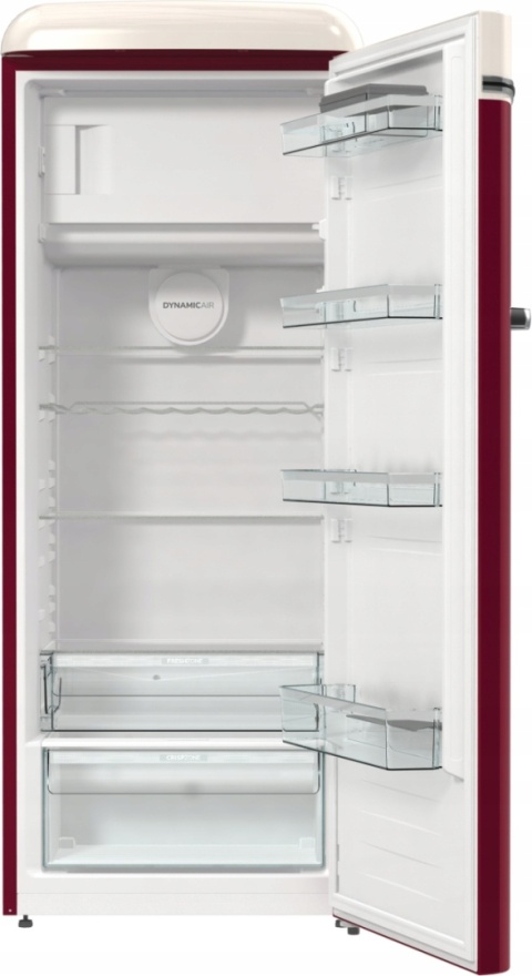 Lodówka jednodrzwiowa Gorenje OBRB615DR Retro Volkswagen Bordowo - Kremowa