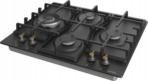 Płyta gazowa Gorenje GW6D42CLB 60cm Retro czarna WOK Żeliwo Zapalarka Gazu