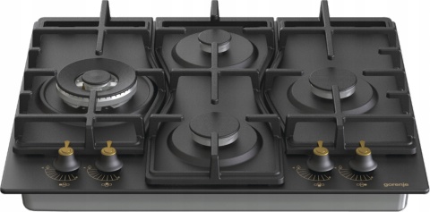 Płyta gazowa Gorenje GW6D42CLB 60cm Retro czarna WOK Żeliwo Zapalarka Gazu