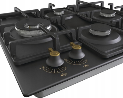 Płyta gazowa Gorenje GW6D42CLB 60cm Retro czarna WOK Żeliwo Zapalarka Gazu