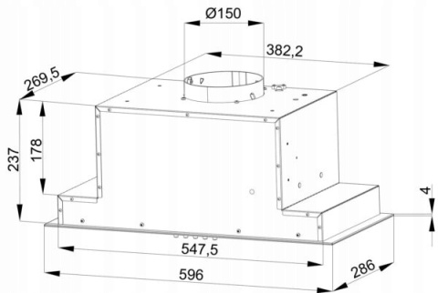 Okap kuchenny do zabudowy MAAN Tytan 3 60cm 610m Czarny Szkło Cichy Wkład