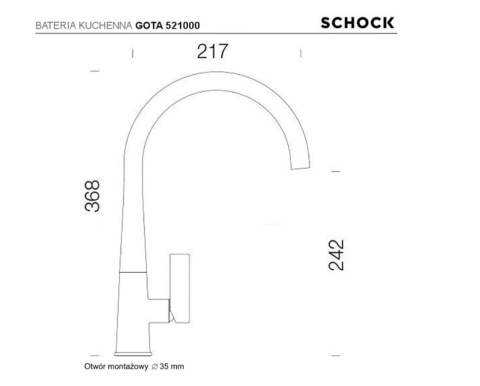 Bateria Kuchenna SCHOCK GOTA 521120 Czarna Wyciągana wylewka
