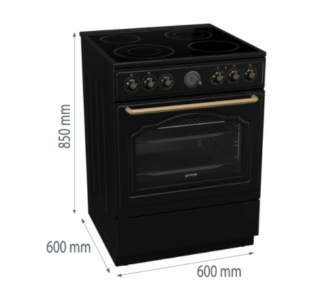 Kuchnia elektryczna Gorenje GECS6B70CLB Czarny 4 palniki 71L 60cm