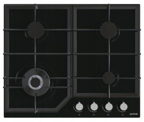 Płyta gazowa Gorenje GTW641KB 60 cm czarne szkło żeliwo palnik wok