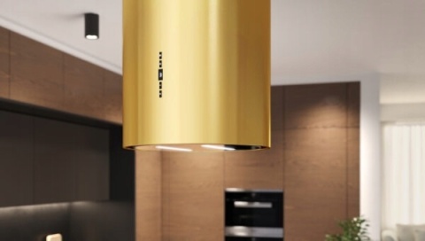Okap kuchenny wyspowy MAAN Malwa Złoty Połysk Tuba 39cm LED Premium Line