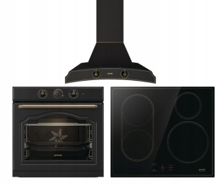 Czarny Zestaw RETRO GORENJE BOS67372CLB + DK63MCLB + CI6421CLBSC