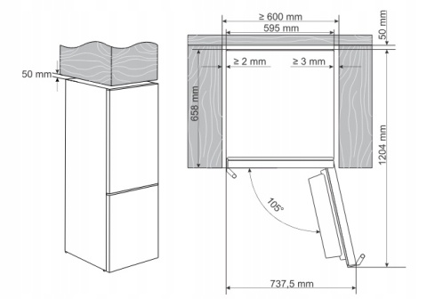 Lodówka Gorenje NRB620E6BX4WFE 413L 203cm NoFrost DO OBUDOWY Wi-Fi Czarna