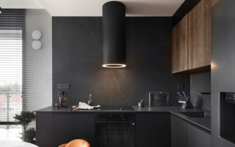 Okap CIARKO DESIGN Tubus Czarny Przyścienny CDP3801C Black Pilot Warm2Cold