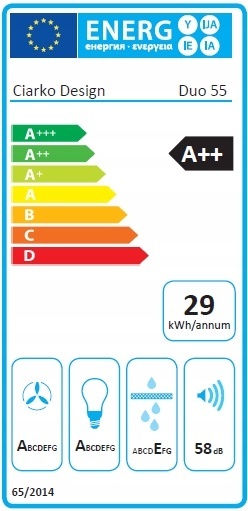 Okap Podszafkowy 60 Biały Ciarko Design Duo White 55cm 710 m3/h 39-68dB LED