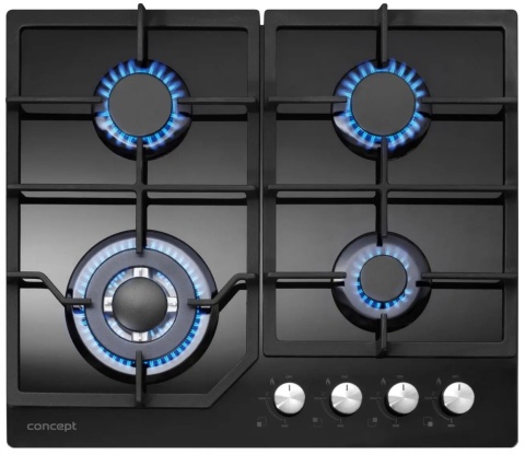 Płyta gazowa Concept PDV7460bc czarna szkło 4 palniki żeliwne WOK 4 Lata GW