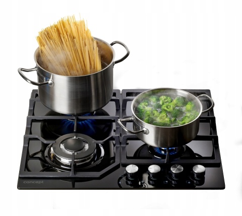 Płyta gazowa Concept PDV7460bc czarna szkło 4 palniki żeliwne WOK 4 Lata GW
