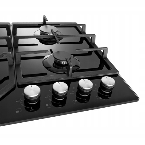 Płyta gazowa Concept PDV7460bc czarna szkło 4 palniki żeliwne WOK 4 Lata GW