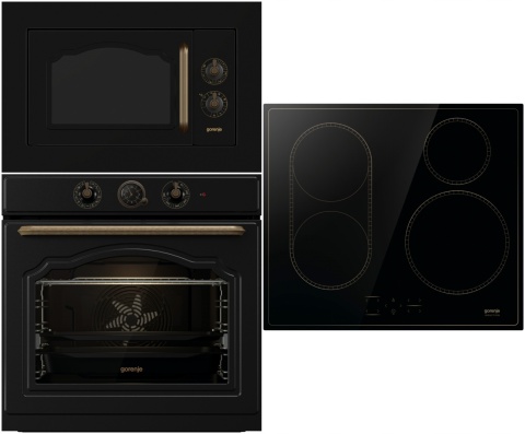 Zestaw GORENJE BOS67372CLB + BM235CLB + GI6421CLBSC RETRO AGD Czarne AGD