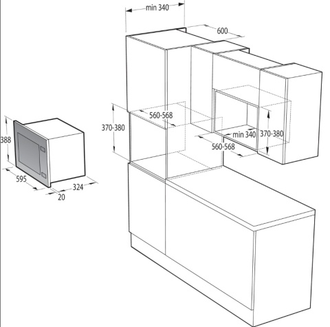 Kuchenka mikrofalowa Gorenje BM201AG1BG 20l 800W 60cm Czarna