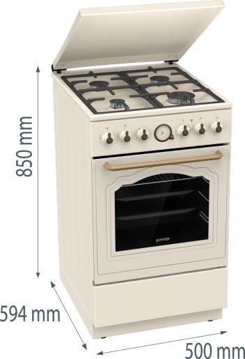 Kuchnia gazowo-elektryczna GORENJE GKS5B70CLI 70l 50cm RETRO Kremowa