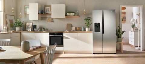 Lodówka Gorenje NRS9182VX1 Side by Side NoFrost Kostkarka 90CM Srebrna