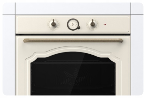 Zestaw GORENJE RETRO AGD zabudowa kremowy piekarnik indukcja okap lodówka