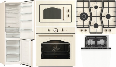 Zestaw RETRO do kuchni GORENJE z lodówką NRK6202AC4 + zmywarka GV561D10
