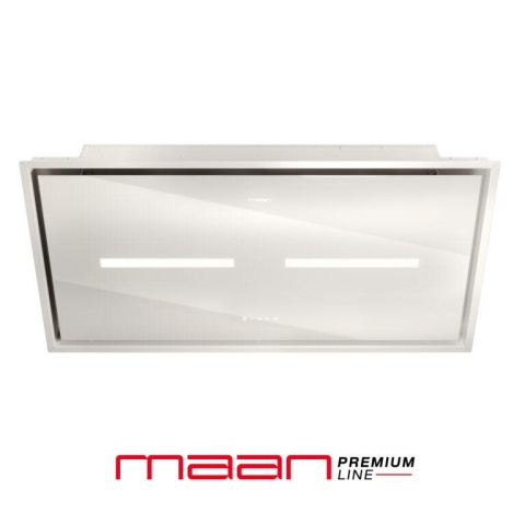 OKAP WYSPOWY SUFITOWY 100 cm MAAN Prime 2 BIAŁY turbina zewnętrzna 850 LED