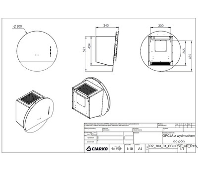 Okap kominowy Ciarko Design Eclipse Pochłaniacz Oświetlenie LED 165W