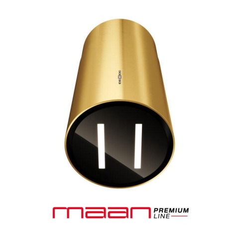 Okap kuchenny wyspowy MAAN Malwa Złoty Połysk Tuba 39cm LED 720m3