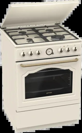 Zestaw Gorenje Retro Kuchnia 60cm GKS6C71CLI + Okap DK63MCLI Kremowy