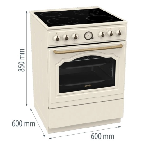 Kuchnia elektryczna Gorenje GECS6B70CLI 60cm 71l AirFry Retro kremowy