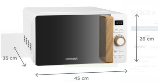 MIKROFALÓWKA KUCHENKA MIKROFALOWA BIAŁA LED 20L 800W PREMIUM CONCEPT