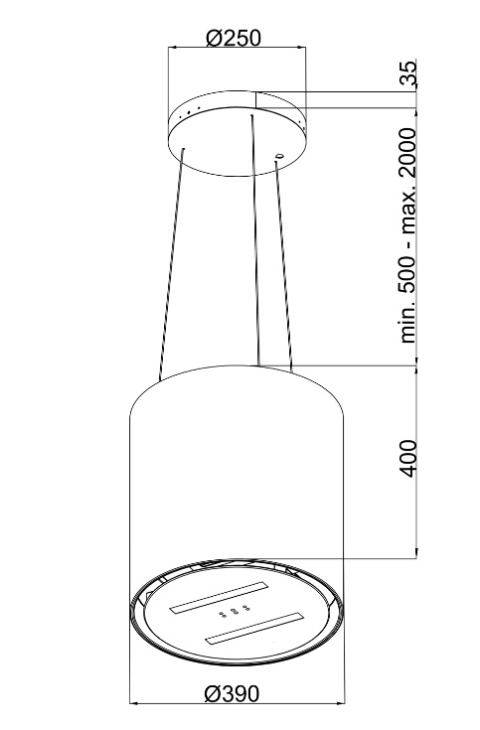 Okap wyspowy Maan Malwa Linki 439 Czarny 39 cm 715 m3h BOOST Pilot