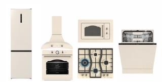 Piękny Zestaw Retro do zabudowy Gorenje Kremowy 6 elementów