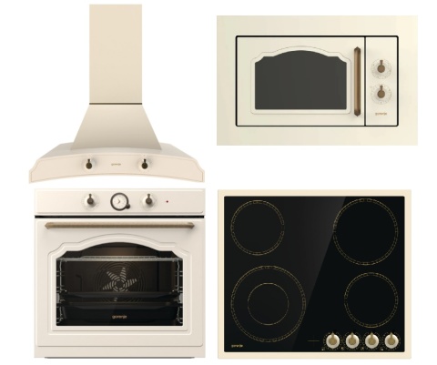 Piękny zestaw Gorenje Retro 4 elementy kremowy z płytą EC642CLI