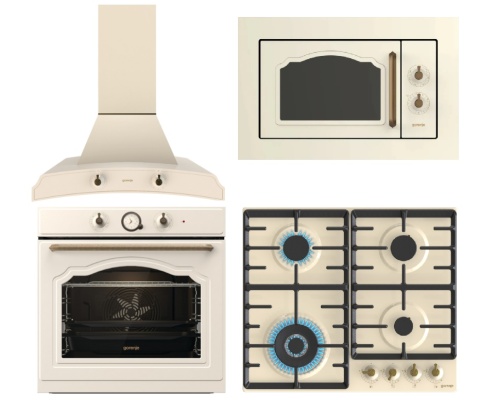Piękny zestaw Gorenje Retro do zabudowy 4 elementy kremowy