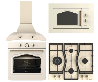 Piękny zestaw Gorenje Retro do zabudowy 4 elementy kremowy