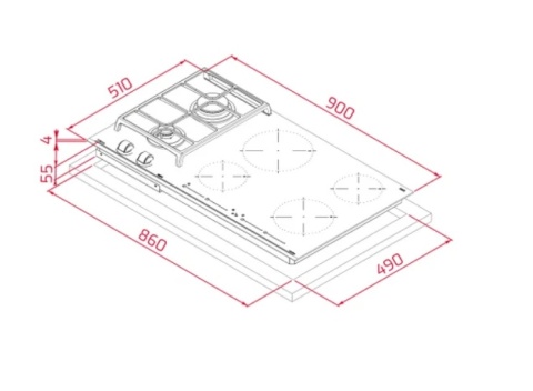 Płyta gazowo-indukcyjna Teka JZC 96324 ABC BK (E4) 90 cm Czarne szkło