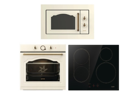 Zestaw Gorenje Retro Piekarnik BOS67372CLI + BM235CLI + GI6421CLBSC Kremowy