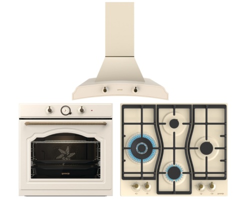 Zestaw Gorenje Retro Piekarnik BOS67372CLI + GW6D42CLI + DK63MCLI kremowy