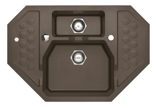 Zlew Alveus SENSUAL 60 kol chocolate 90x61 Granit narożny 1,5kom z syfonem