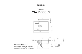Zlew Schock TIA D-100LS Magma CRISTADUR - LINIA STUDIO 78x50